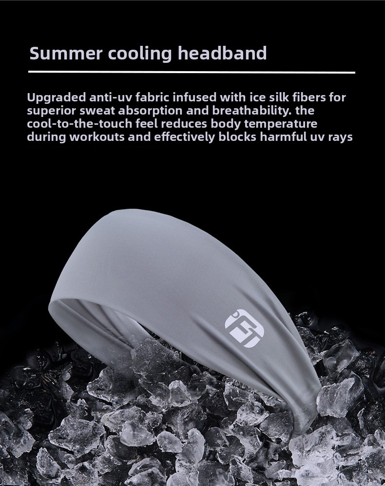 3 PCS Cooling Sports Headband Ice Silk Moisture Wicking Sweat Band for Running Gym & Yoga Non Slip White & Geometric Tech Pattern Black and Grey