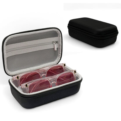Portable Sunglasses Organiser Case Hard Shell EVA Storage Box for 2 Pairs of Glasses Travel Holder with Mesh Pocket Black