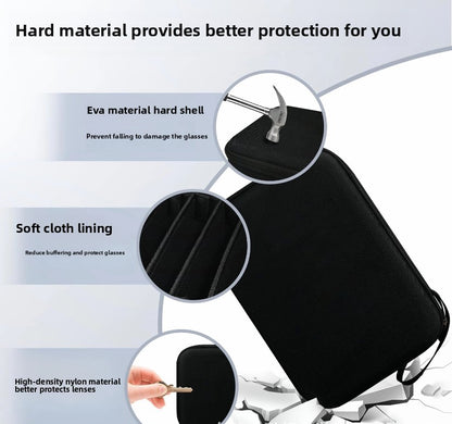 Portable Sunglasses Organiser Case Hard Shell EVA Storage Box for 2 Pairs of Glasses Travel Holder with Mesh Pocket Black