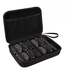 Portable 7 - Slot Sunglasses Organiser Case Hard Shell EVA Storage Box Large Capacity Display Holder for Travel Black - Factory Direct Shop