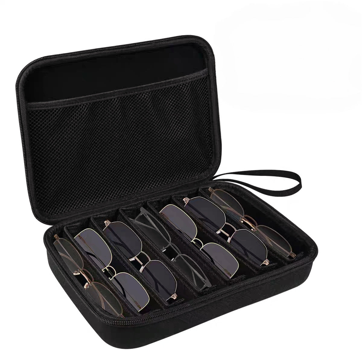 Portable 7 - Slot Sunglasses Organiser Case Hard Shell EVA Storage Box Large Capacity Display Holder for Travel Black - Factory Direct Shop