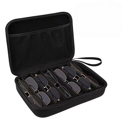 Portable 7 - Slot Sunglasses Organiser Case Hard Shell EVA Storage Box Large Capacity Display Holder for Travel Black - Factory Direct Shop