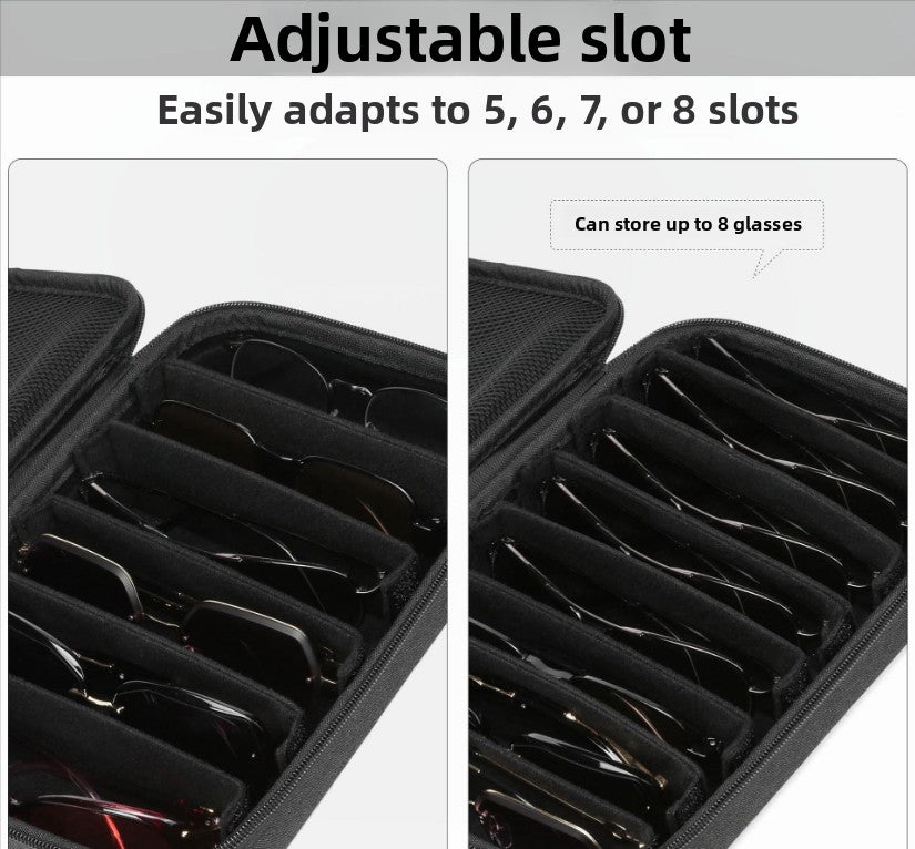 Portable 8 - Slot Sunglasses Organiser Case Hard Shell EVA Storage Box Large Capacity Display Holder with Handle Black - Factory Direct Shop