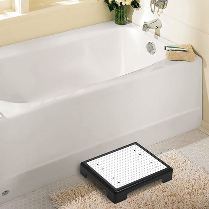 Portable Outdoor Half Step Stool Non-Slip Mobility Aid Large Platform 50x40cm for Elderly Home Car & Bath Use Black Base with White Top Mat