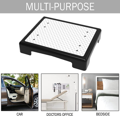 Portable Outdoor Half Step Stool Non-Slip Mobility Aid Large Platform 43x33cm for Elderly Home Car & Bath Use Black Base with White Top Mat