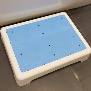Portable Outdoor Half Step Stool Non - Slip Mobility Aid Compact Platform 43x33cm for Bath Home & Car Use White Base with Blue Top Mat - Factory Direct Shop