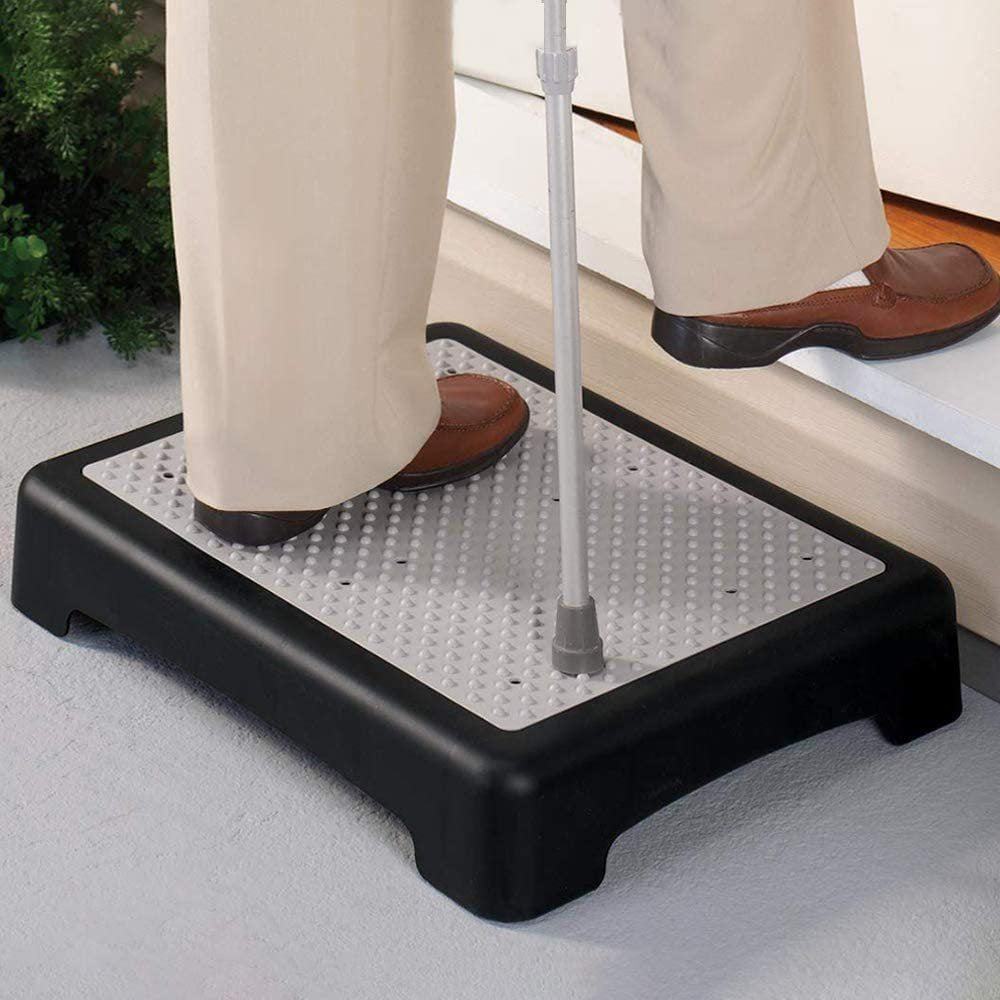 Portable Outdoor Half Step Stool Non - Slip Mobility Aid Compact Platform 43x33cm for Bath Home & Car Use White Base with Blue Top Mat - Factory Direct Shop