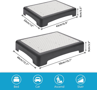 Portable Outdoor Half Step Stool Mobility Aid with Absorbent Non - Slip Grey Mat Compact 43x33cm White Base for Bath & Car - Factory Direct Shop
