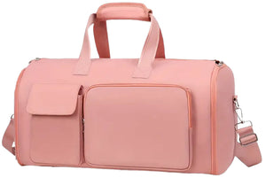 Convertible Travel Garment Bag Large Duffel Suit Carrier with Shoe Compartment & Hidden Backpack Straps Waterproof Light Pink - Factory Direct Shop