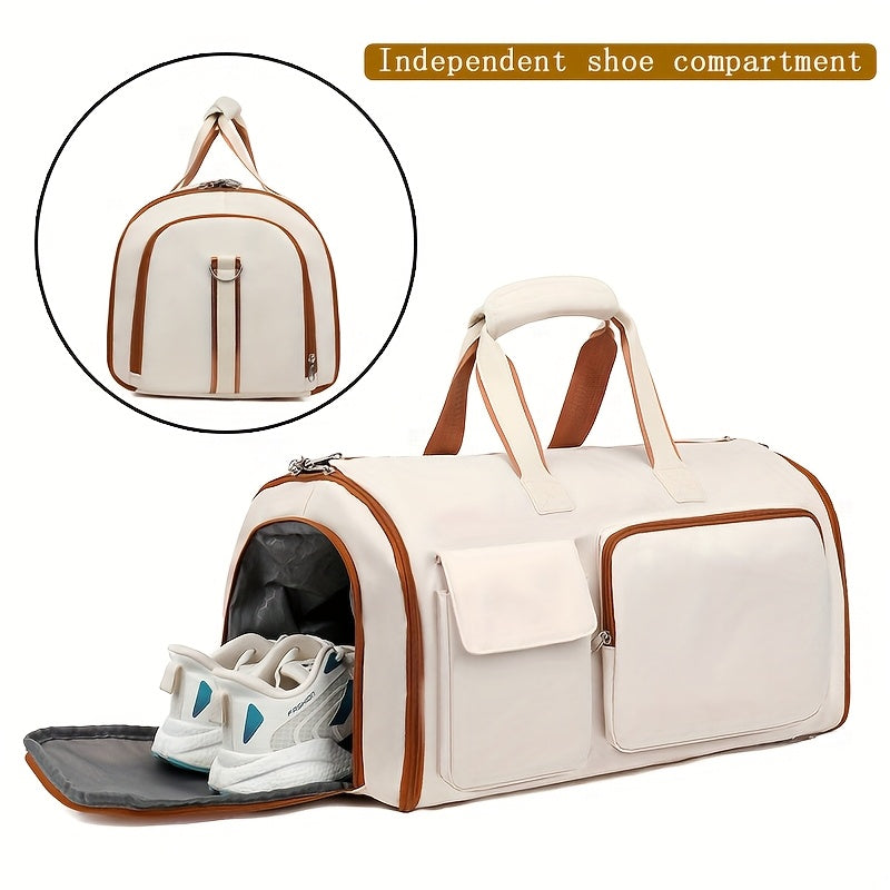 Convertible Travel Garment Bag Large Duffel Suit Carrier with Shoe Compartment & Hidden Backpack Straps Waterproof Light Pink - Factory Direct Shop