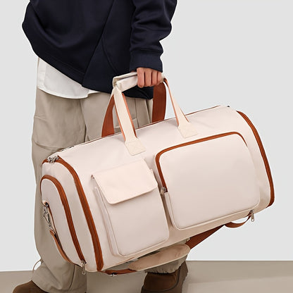 Convertible Travel Garment Bag Large Duffel Suit Carrier with Shoe Compartment & Hidden Backpack Straps Waterproof Light Pink - Factory Direct Shop