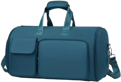 Convertible Travel Garment Bag Large Duffel Suit Carrier with Shoe Compartment & Hidden Backpack Straps Waterproof Blue - Factory Direct Shop