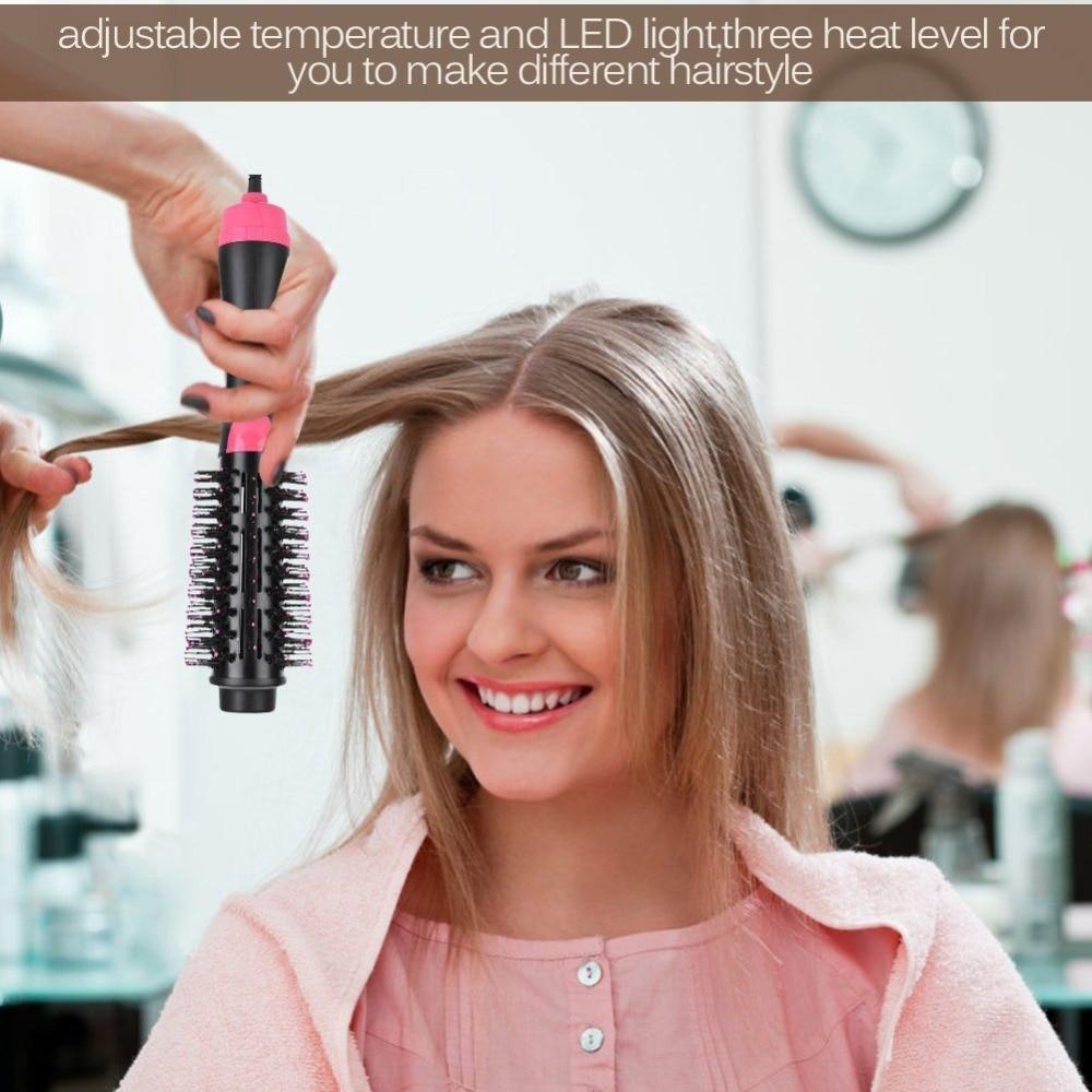 2-in-1 Black-Green Negative Ion Hot Air Styler Brush - 7-Level Temp & 3-Gear Speed, Fast Drying Blow Dryer & Volumizing Straight/Curling Comb