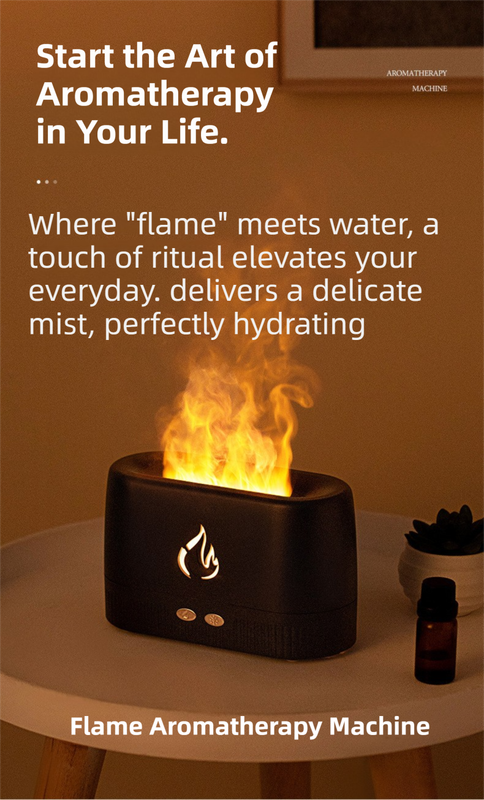 White 3D Simulation Flame Aroma Diffuser & Humidifier - Ultrasonic Desktop Mister with 7-Color LED Light and Automatic Scent Spray (200ML)