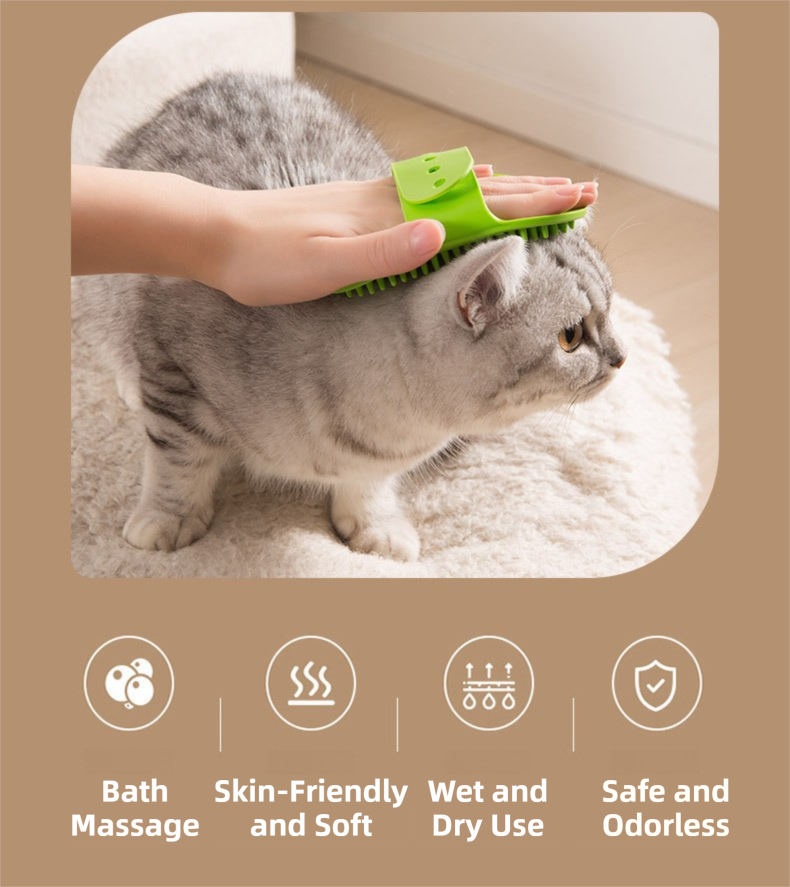 3 - Pack Green Multi - Functional Adjustable Silicone TPR Pet Grooming Massage Brush - for De - Shedding, and Furniture Scratching - Factory Direct Shop