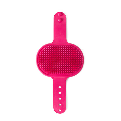 3-Pack Pink Multi-Functional Adjustable Silicone TPR Pet Grooming Massage Brush - for De-Shedding, and Furniture Scratching