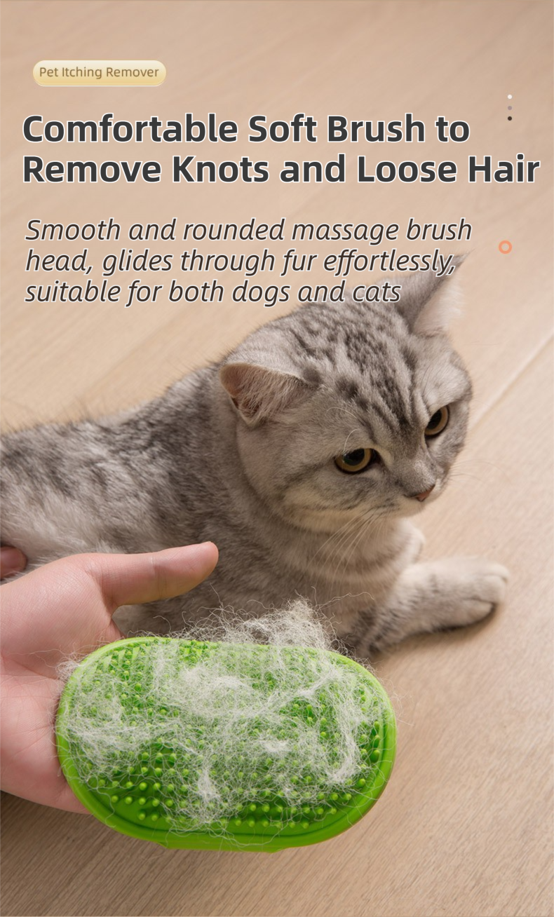 3-Pack Pink Multi-Functional Adjustable Silicone TPR Pet Grooming Massage Brush - for De-Shedding, and Furniture Scratching