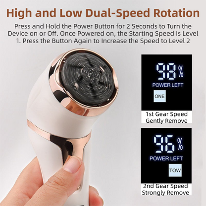 Black Portable Electronic Pedicure File Set -  Waterproof Electric Foot Callus Remover with Dual-Speed and LCD Display, USB Rechargeable