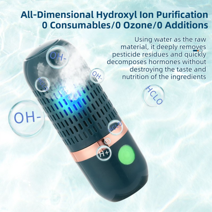 Blue Wireless Capsule Fruit and Vegetable Purifier(16x5.4CM) - Portable Food Disinfection & Sterilization Cleaner, 99.9% Bacteria Removal