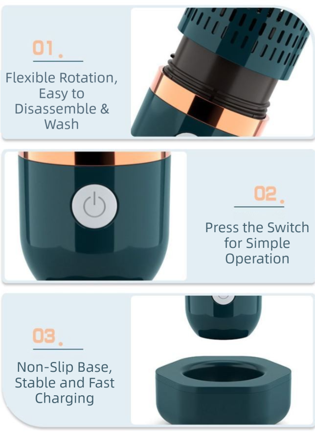 Blue Wireless Capsule Fruit and Vegetable Purifier(16x5.4CM) - Portable Food Disinfection & Sterilization Cleaner, 99.9% Bacteria Removal