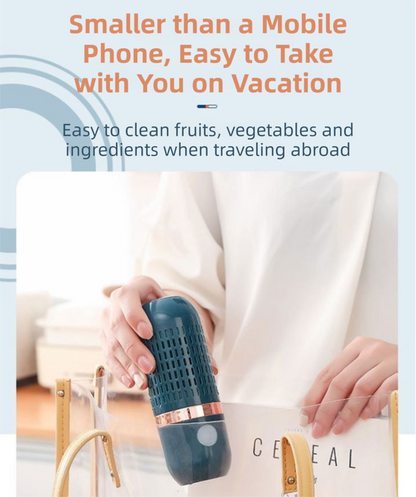 Blue Wireless Capsule Fruit and Vegetable Purifier(16x5.4CM) - Portable Food Disinfection & Sterilization Cleaner, 99.9% Bacteria Removal