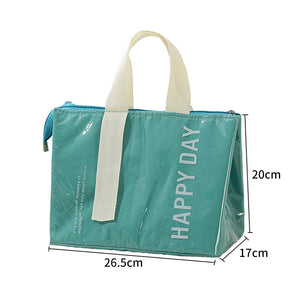 2-Pack Green Dopamine Color Block Insulated Lunch Bag - Large Capacity Portable Cooler with Thickened Aluminum Foil Liner for Office Camping Picnic