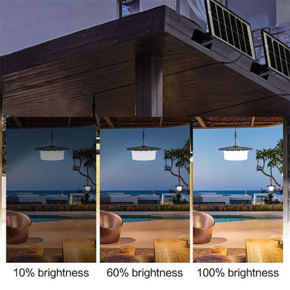 244 LED Solar Motion Sensor Pendant Light - IP65 Waterproof Barn/Patio Light with 4 Remote Modes and High Lumen Output