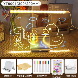 30x20CM LED Light - Up Tracing Doodle Board with 10 Brushes - Erasable Fluorescent Drawing Tablet for Kids, Creative Painting, and Interactive Decoration/Gift - Factory Direct Shop