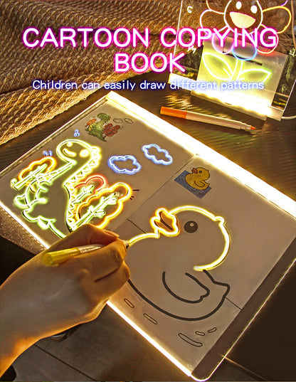 30x20CM LED Light - Up Tracing Doodle Board with 10 Brushes - Erasable Fluorescent Drawing Tablet for Kids, Creative Painting, and Interactive Decoration/Gift - Factory Direct Shop