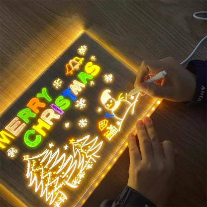 30x20CM LED Light - Up Tracing Doodle Board with 10 Brushes - Erasable Fluorescent Drawing Tablet for Kids, Creative Painting, and Interactive Decoration/Gift - Factory Direct Shop