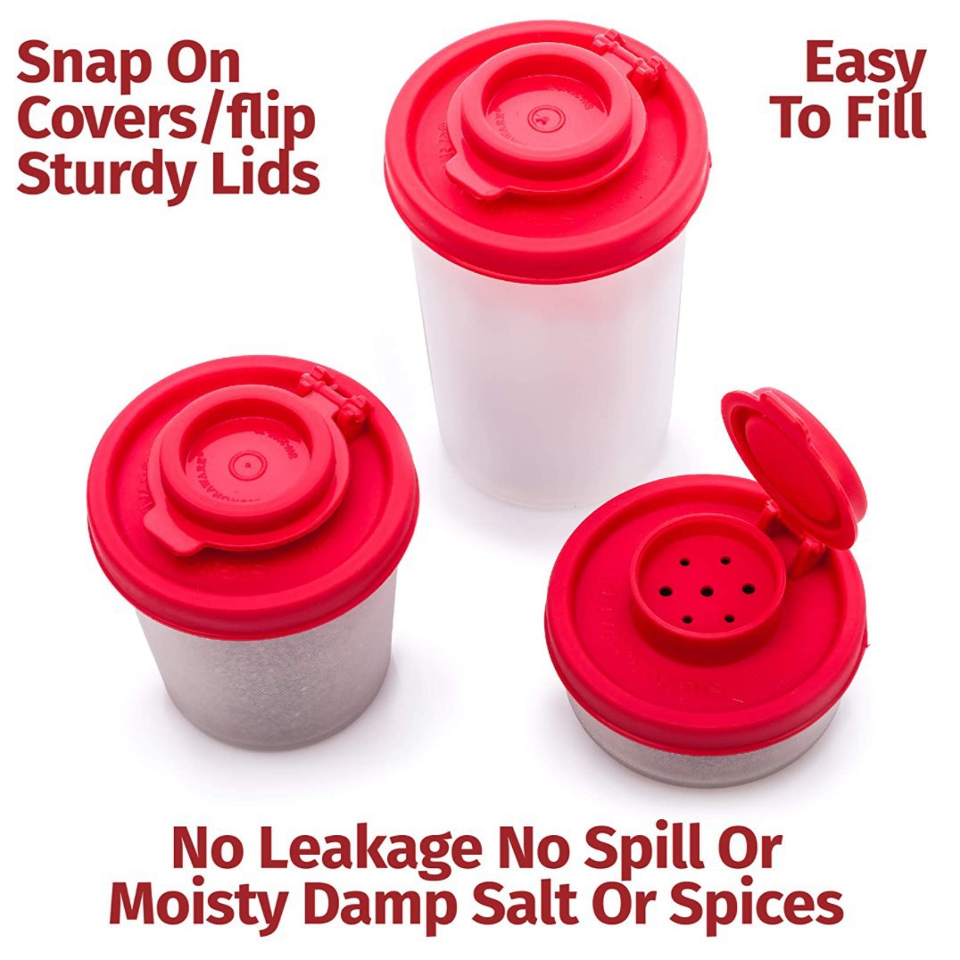 3 - Pack Mini Compact Spice Shaker Set(Medium Size) - Transparent Salt and Pepper Dispensers for Camping, Picnic & Outdoor Grilling - Factory Direct Shop