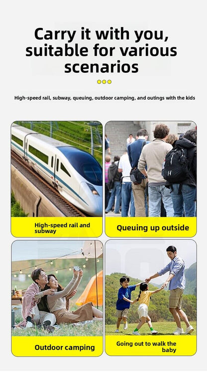 Black Foldable Compact Handbag With Stool -  Ultralight Travel Seat with Storage Pockets for Fishing, Hiking & Outdoor Activities