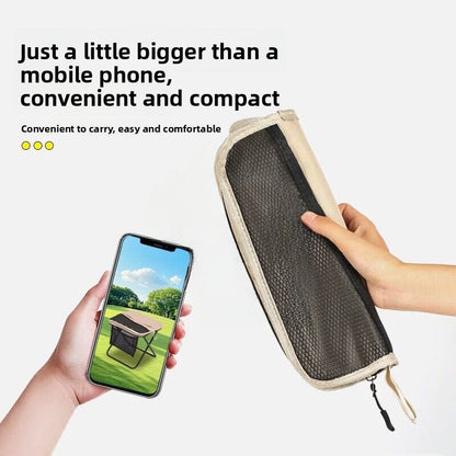 Khaki Foldable Compact Handbag With Stool -  Ultralight Travel Seat with Storage Pockets for Fishing, Hiking & Outdoor Activities