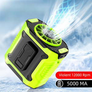 Light Green Portable Waist Fan - Construction Site Cooling Solution with 360° Turbo Ice Engine, 100 Speed Gears, and LED Light - Factory Direct Shop