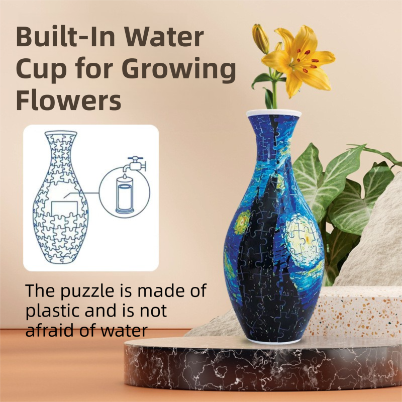 160 PCS Blue and White Porcelain 3D Puzzle Vase - DIY Interlocking Flower Vase Kit, Home Decorative and Toy Gift for Women