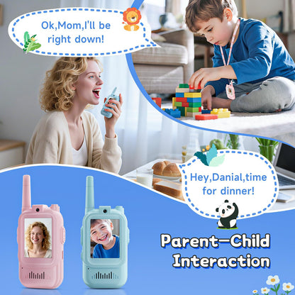 2 - Pack Mini Wireless Video Intercom Set for Children(Blue) - Educational and Interactive Dual - Frequency Walkie Talkie Toy for Playtime - Factory Direct Shop