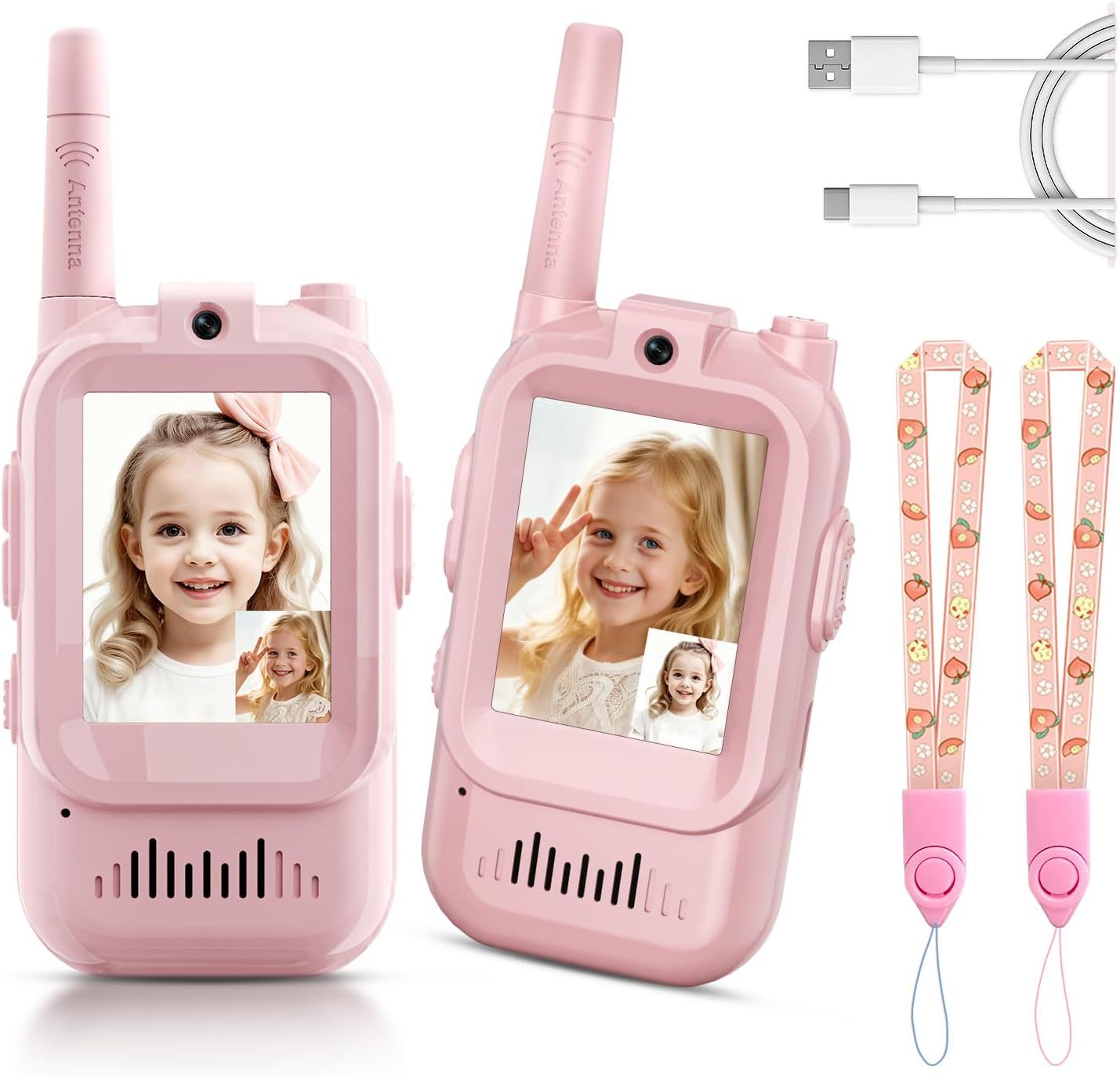 2 - Pack Mini Wireless Video Intercom Set for Children(Pink) - Educational and Interactive Dual - Frequency Walkie Talkie Toy for Playtime - Factory Direct Shop