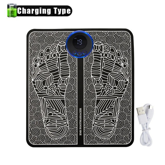 EMS Foot Massager Mat - Pulse Device for Foot Reflexology, Deep Tissue Massage, and Acupressure Stimulation