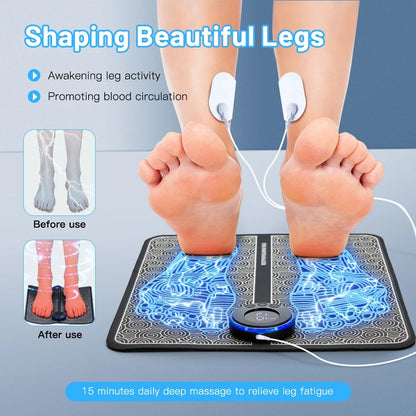 EMS Foot Massager Mat With Neck Patch + 4 Adhesive Pads + Remote Control  - Pulse Device for Foot Reflexology, Deep Tissue Massage and Acupressure Stimulation