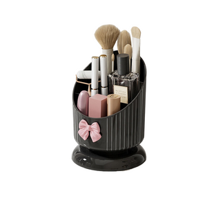 Large capacity cosmetic storage box black (with bow tie)