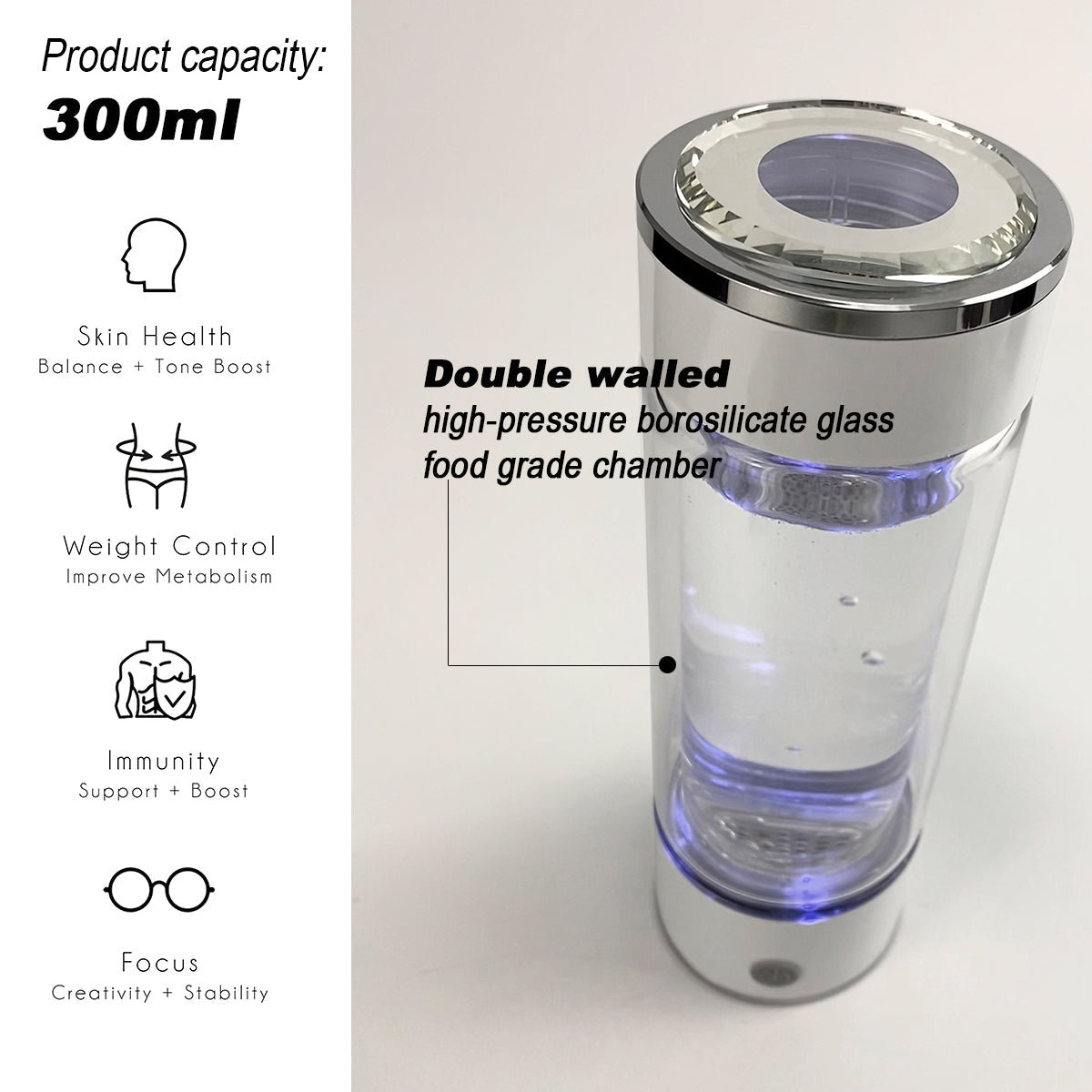 300ml H2 Hydrogen Water Bottle Alkaline Ionizer High compatibility AU - Factory Direct Shop