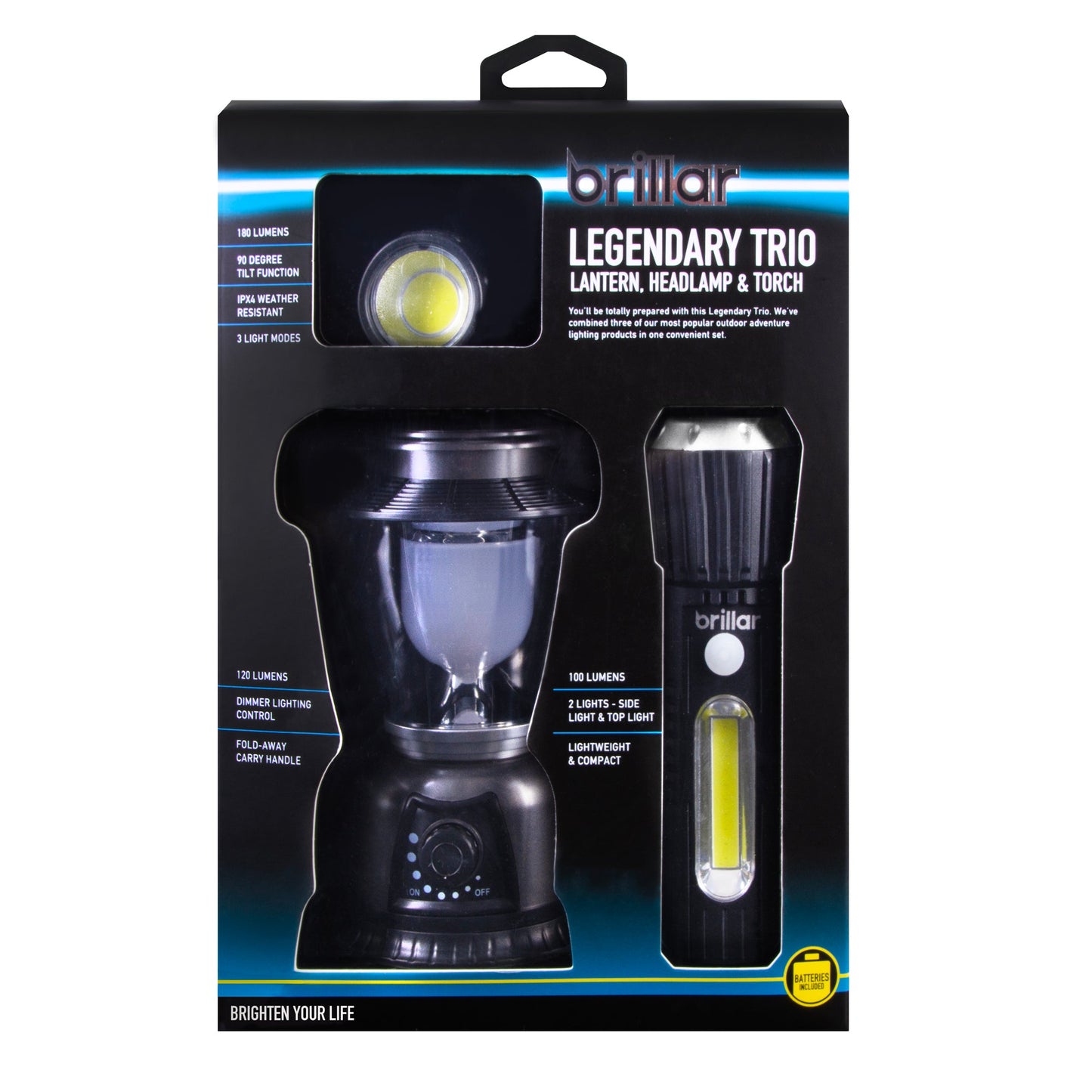 Camping Lantern Brillar Legendary Trio Touch-Headlamp plus Lantern