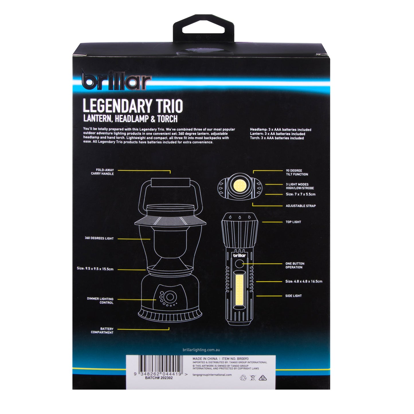 Camping Lantern Brillar Legendary Trio Touch-Headlamp plus Lantern