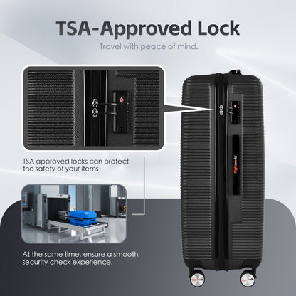 3 - Piece Digital Luggage Set (20″/24″/28″) with Weighing Scale & USB Charging – Black - Factory Direct Shop