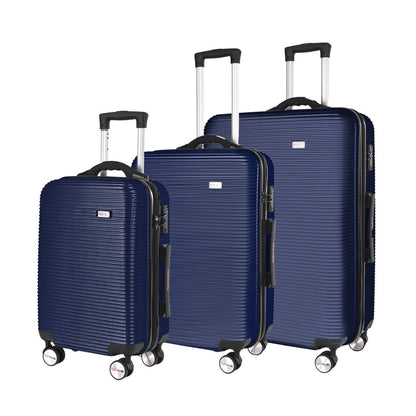 3 pcs 20"/24"/28" Digital Weighing Scale and USB Charging Port Lightweight Luggage Suitcase Blue - Factory Direct Shop