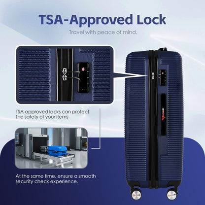 24" Digital Weighing Scale and USB Charging Port Lightweight Luggage Suitcase Silver Blue - Factory Direct Shop