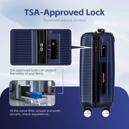 20" Digital Weighing Scale and USB Charging Port Lightweight Carry - on Luggage Suitcase Blue - Factory Direct Shop