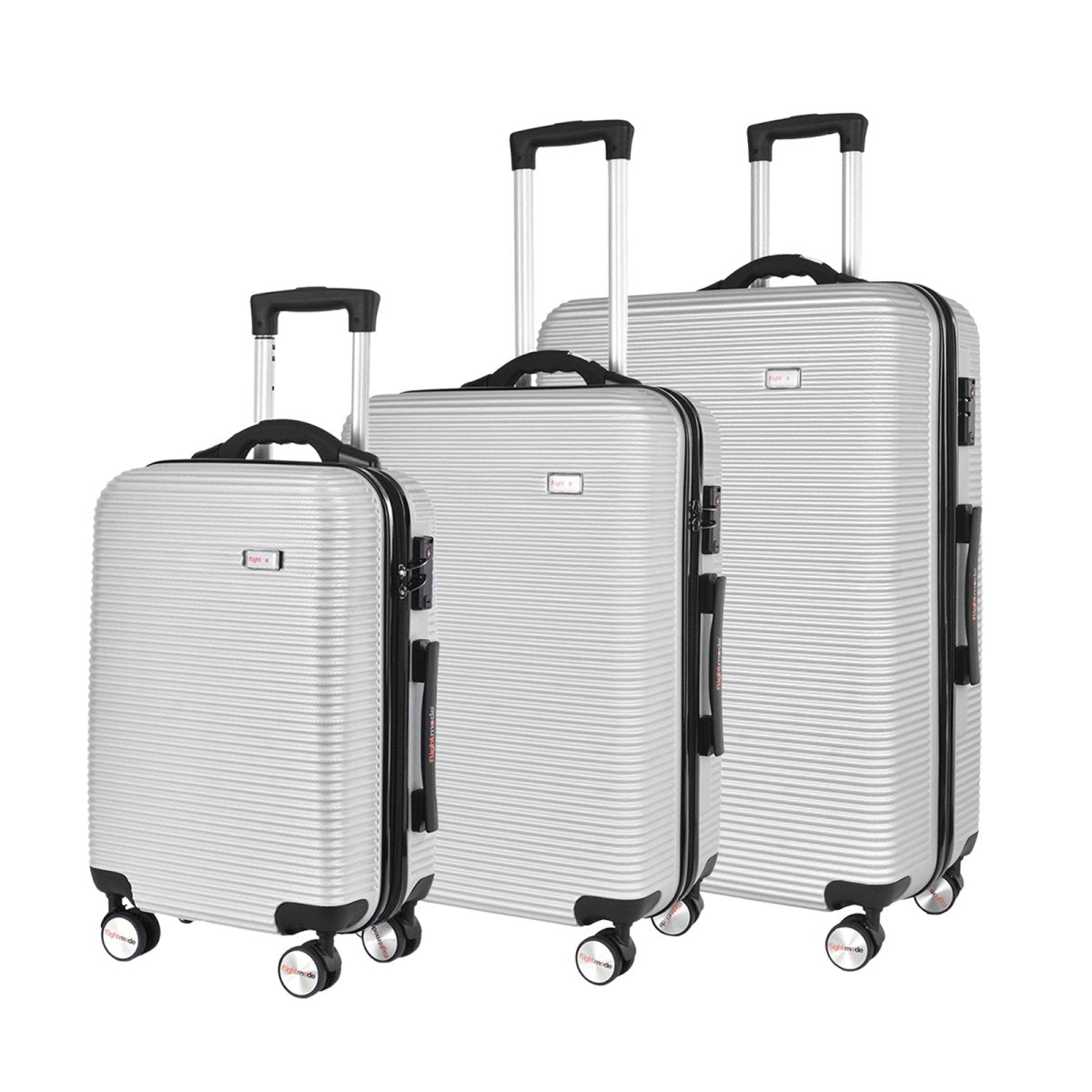 3 pcs 20"/24"/28" Digital Weighing Scale and USB Charging Port Lightweight Luggage Suitcase Silver - Factory Direct Shop