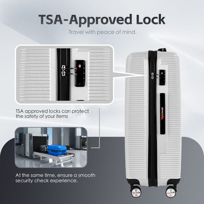 3 pcs 20"/24"/28" Digital Weighing Scale and USB Charging Port Lightweight Luggage Suitcase Silver - Factory Direct Shop