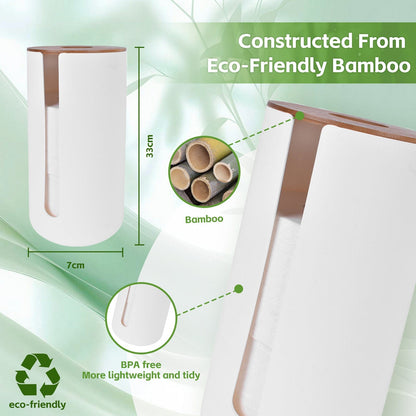 Bamboo Lid Toilet Roll Storage Holder